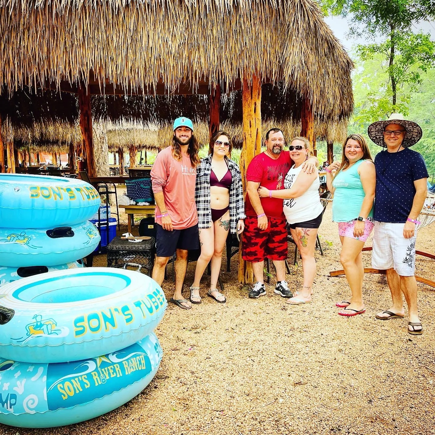 Riverside cabana at Son's Blue River Camp on the downstream San Marcos River in Kingsbury Texas