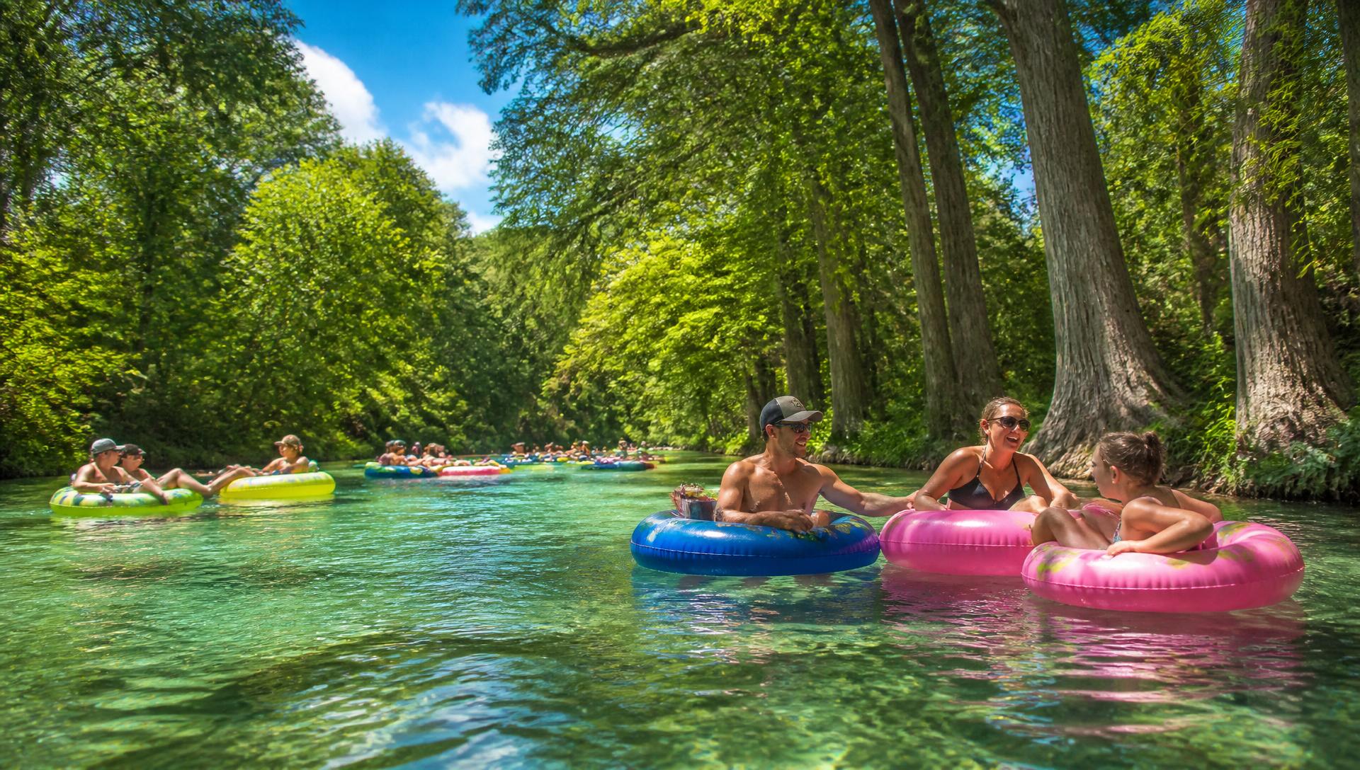 Tubing the San Marcos River near Son's Blue River Camp in Kingsbury Texas