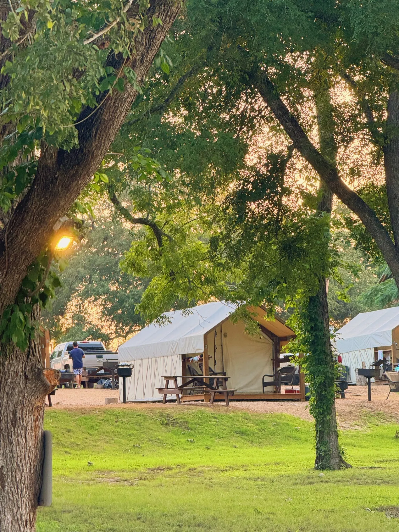 Families enjoying the river
