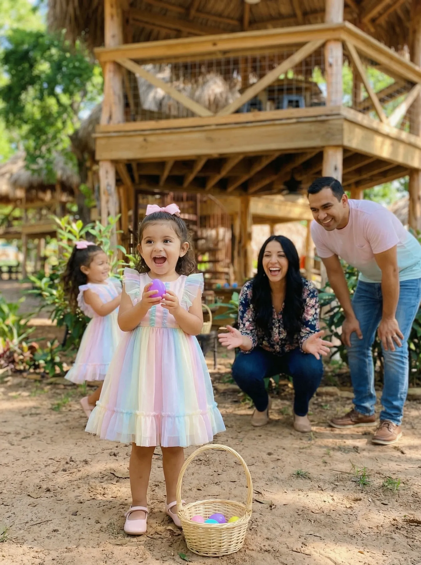 Easter family glamping moment 4 at Son's Blue River Camp