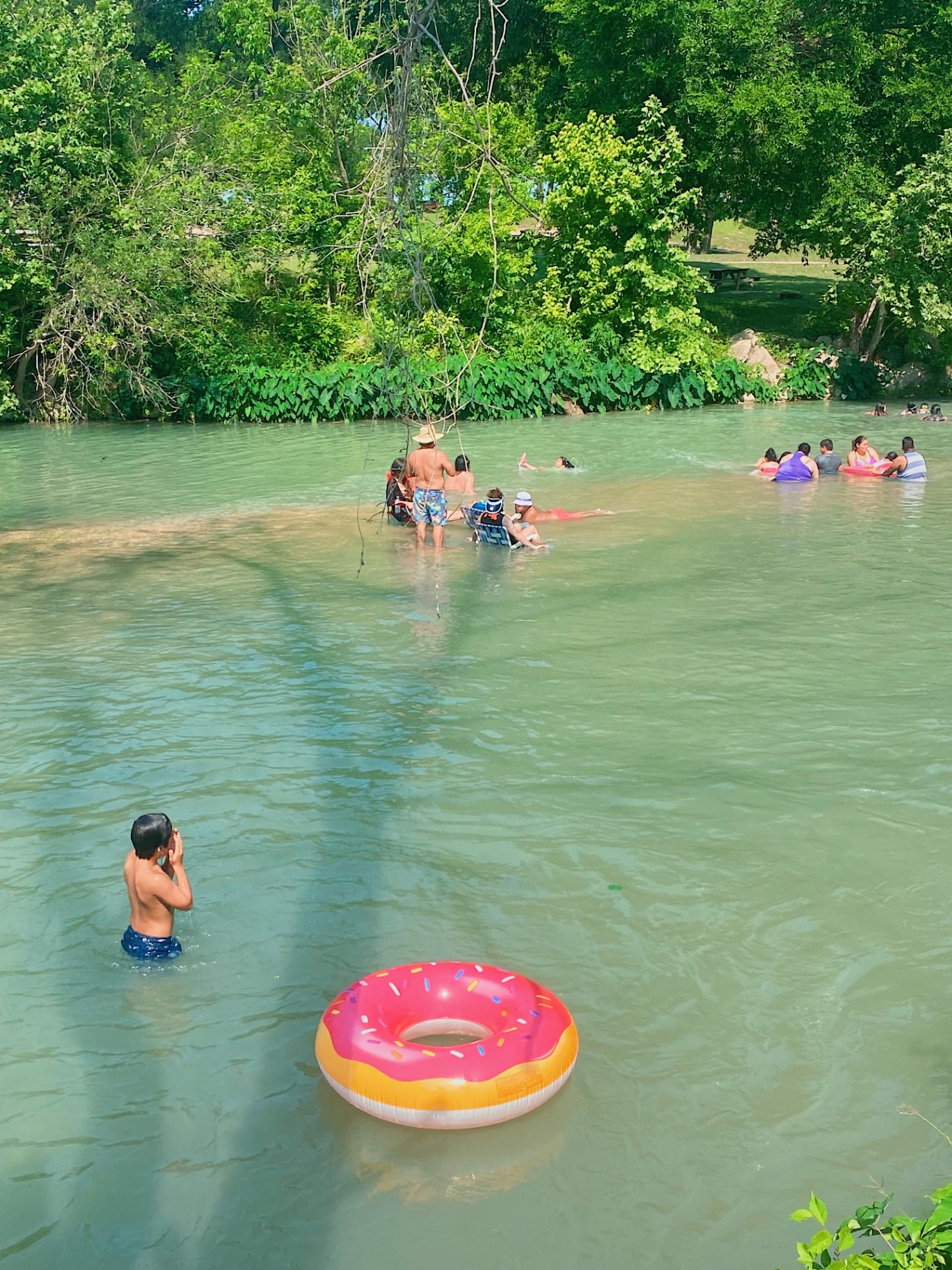 Fun donut float on the river