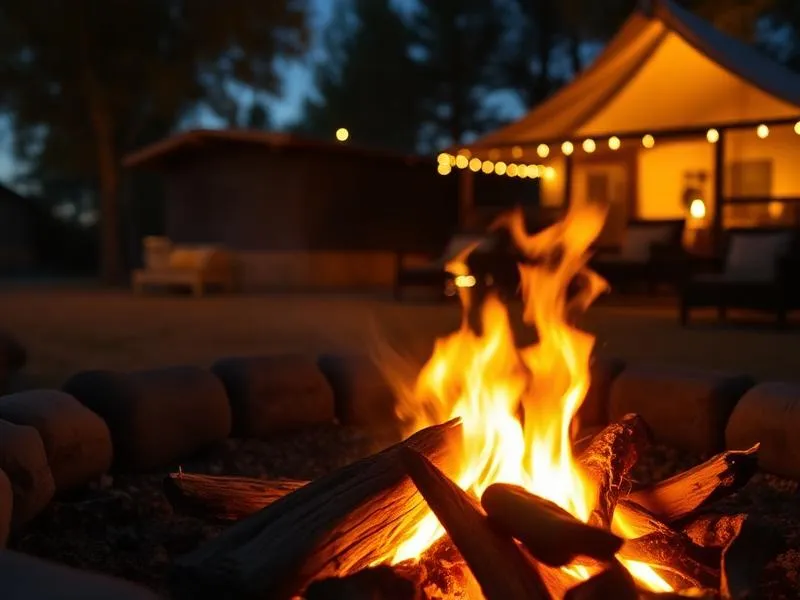 Campfire near tent sites near Austin