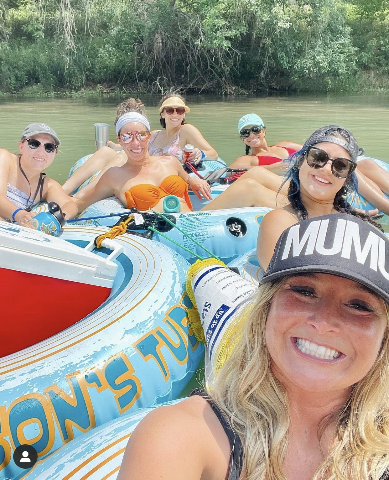 Girlfriends group tubing selfie