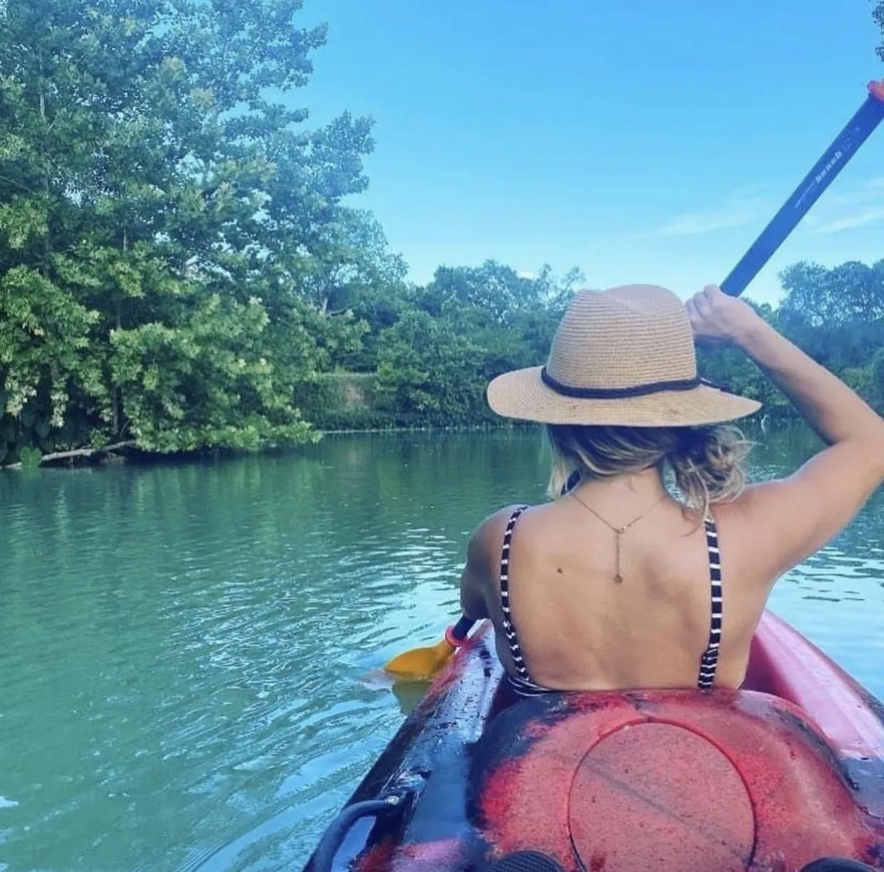 Scenic kayak shot on the San Marcos River near Austin