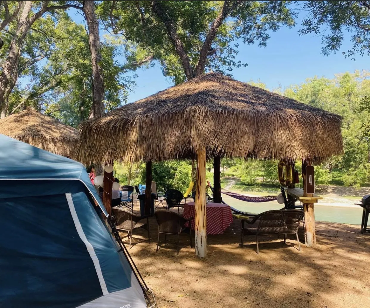 Tiki cabana for groups on the river