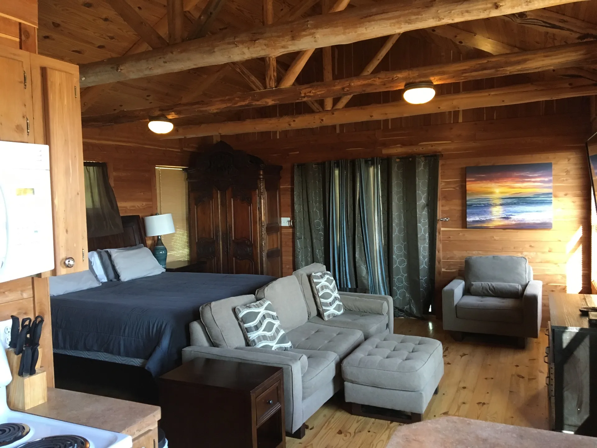 Log Cabin interior with beds
