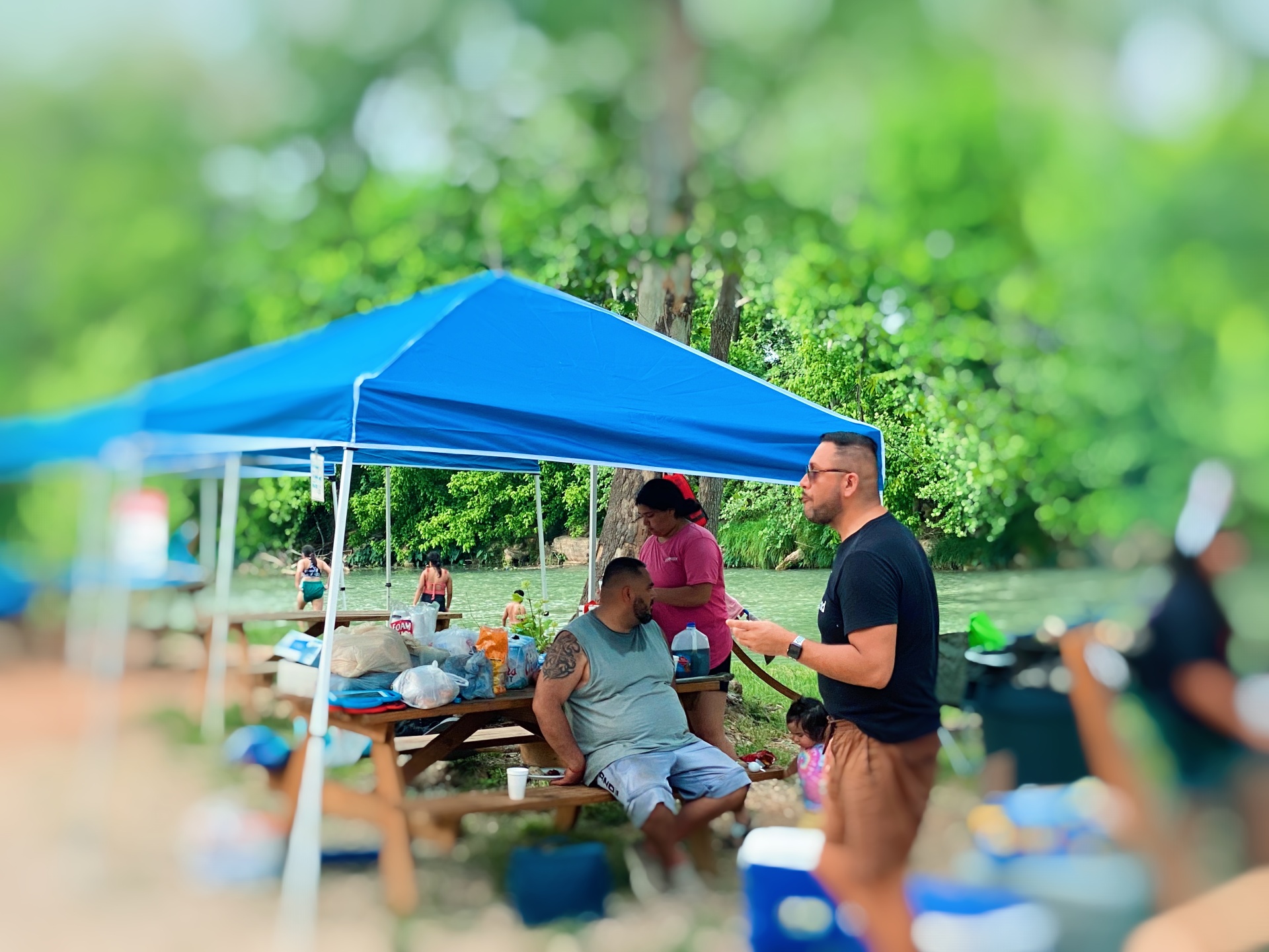 Family at picnic table