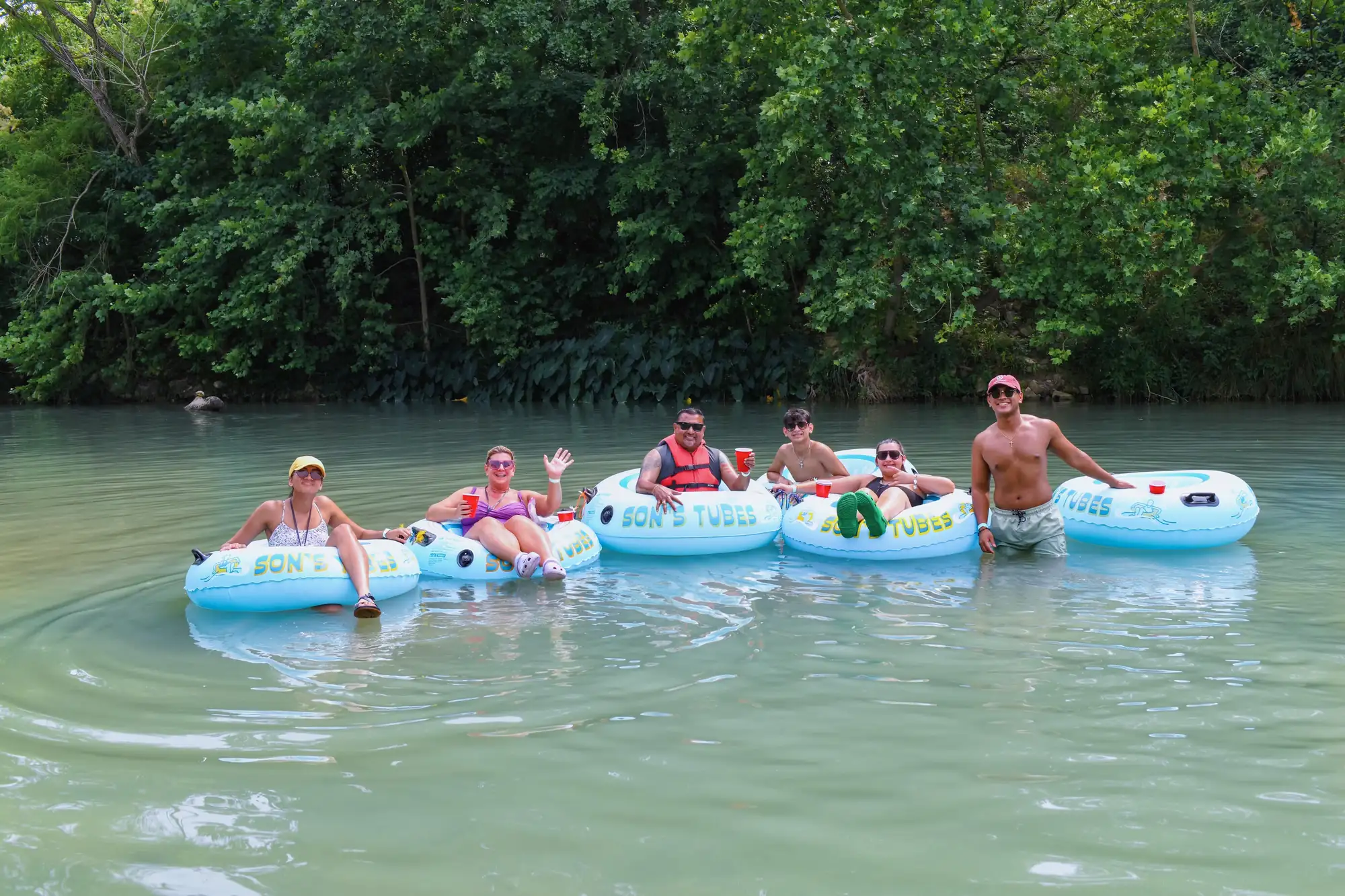 Group tubing near Austin at Son's Blue River Camp